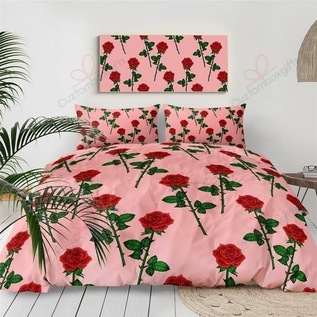 Red Roses Symbol Of Love Printed Bedding Set