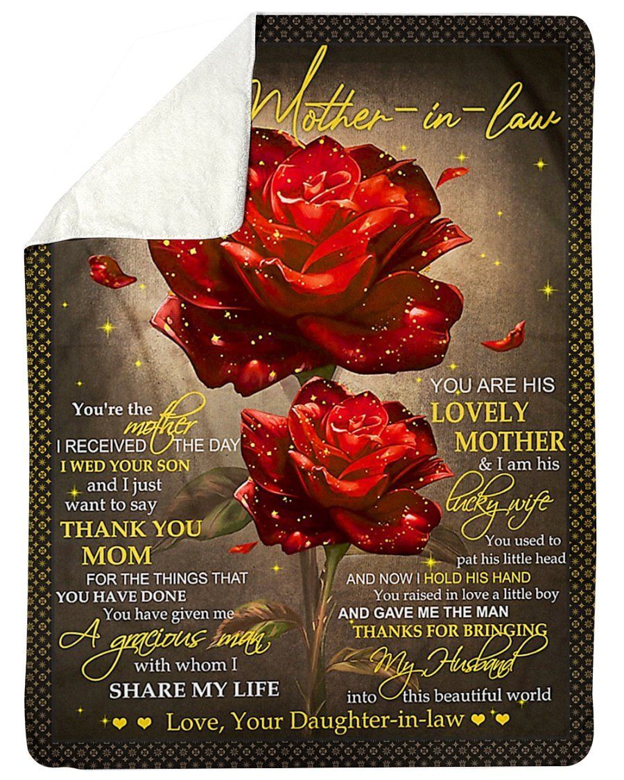 Red Roses You Are His Lovely Mother To Mother In Law Fleece Blanket Sherpa Blanket