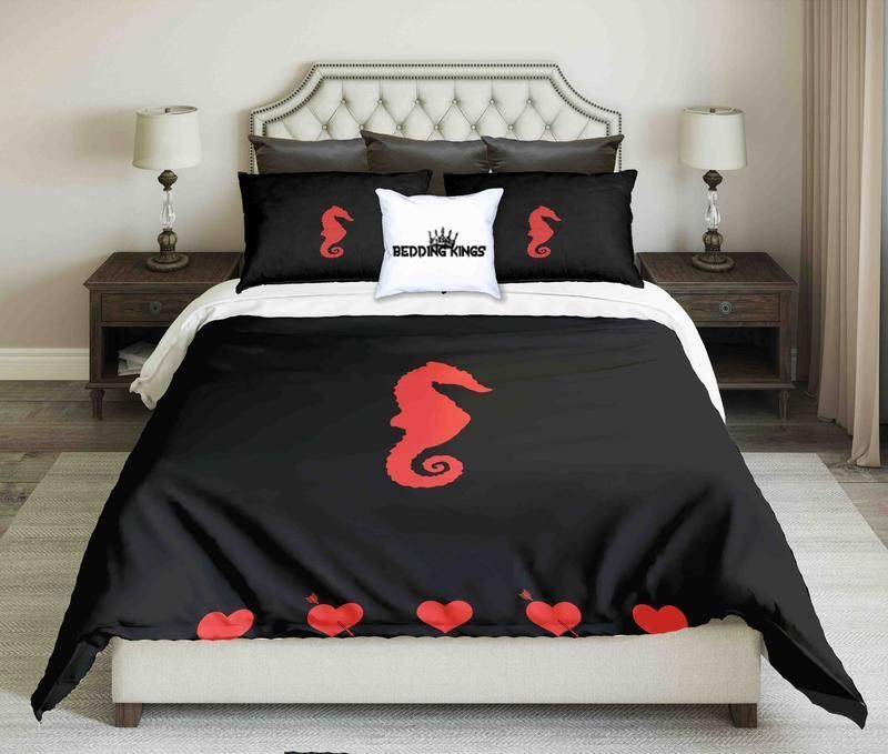 Red Seahorse Bedding Set