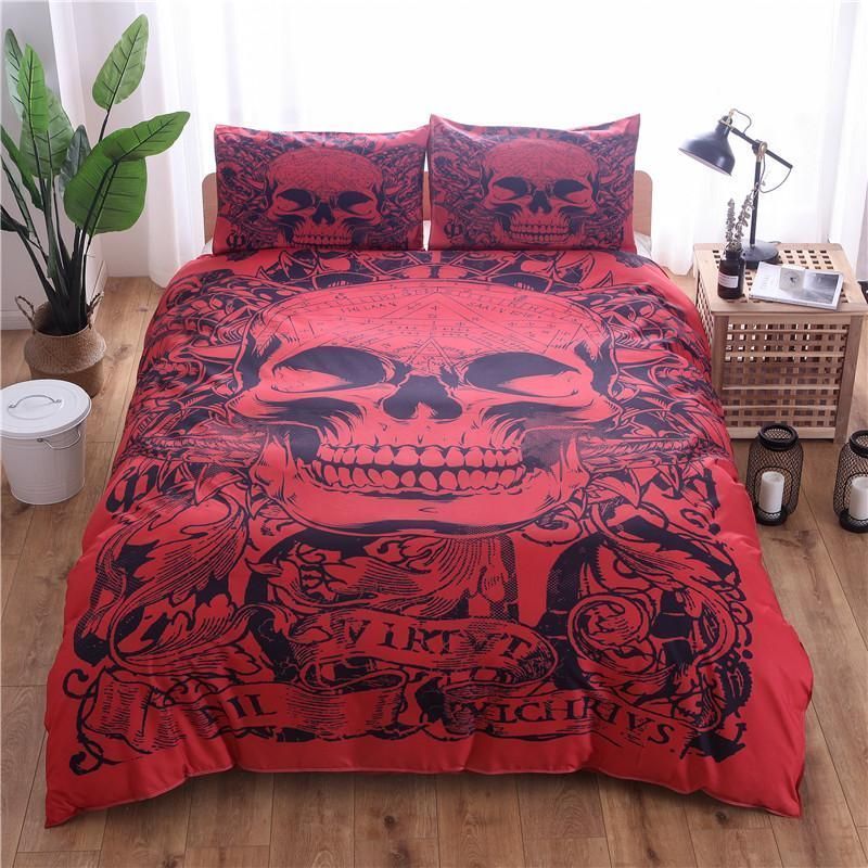 Red Skull King Bedclothes Bed Linen Bedding Set