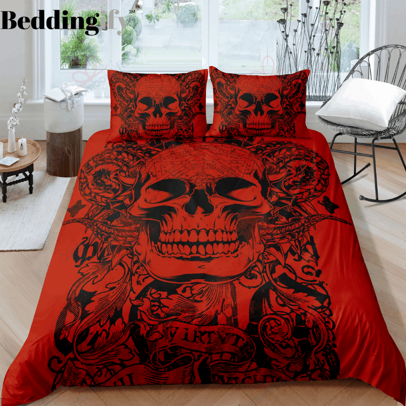 Red Skull Pattern Bedding Set