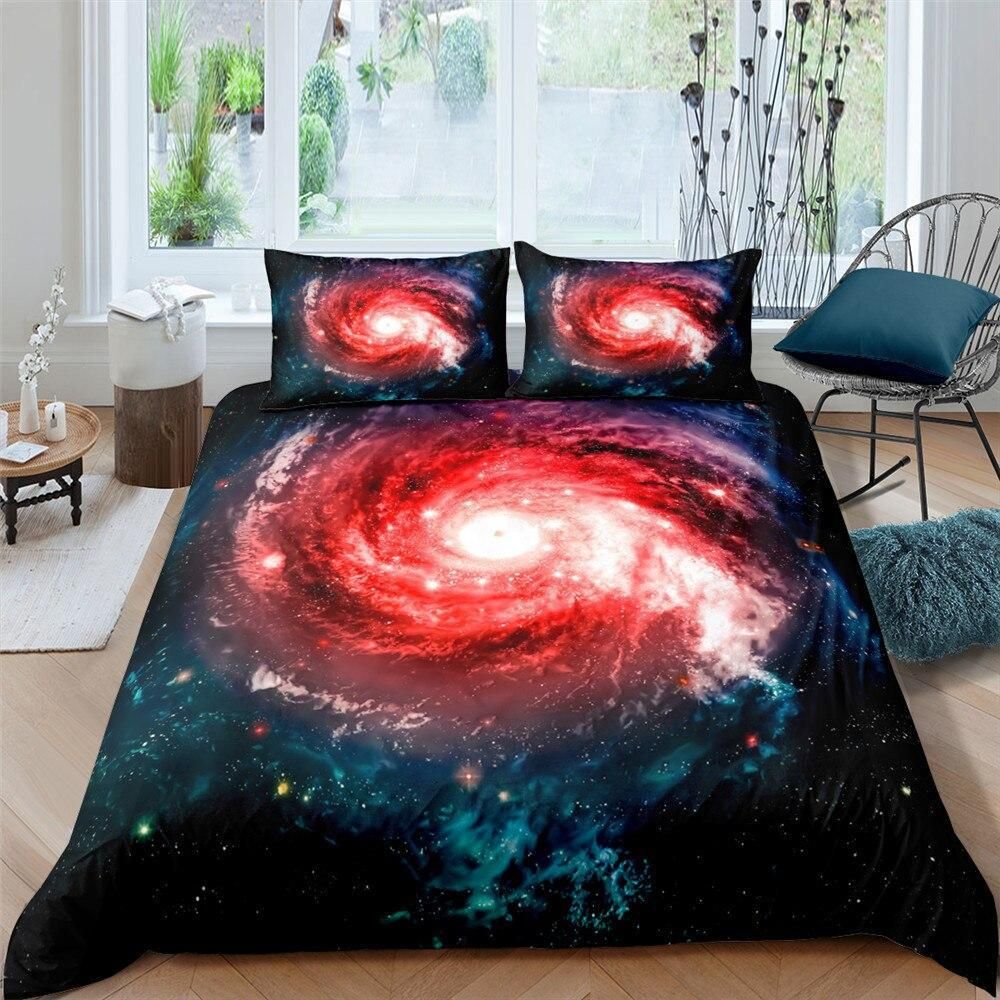 Red Space Spiral Bedding Set