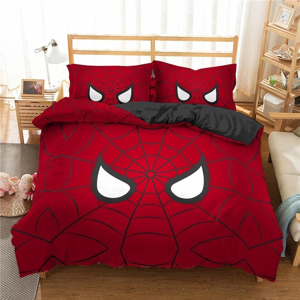 Red Spider Web Printed 3d Cartoon Bedding Set