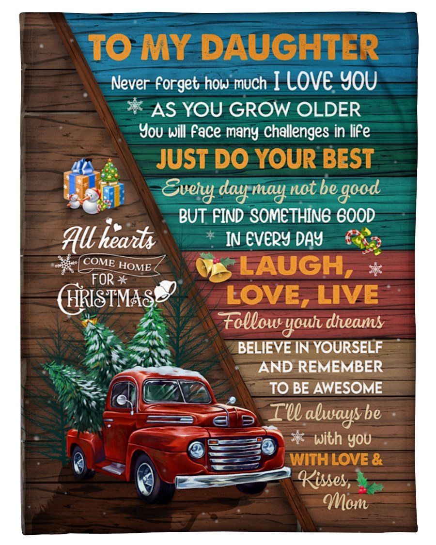 Red Truck Christmas Tree To Daughter Laugh Love Live Fleece Blanket