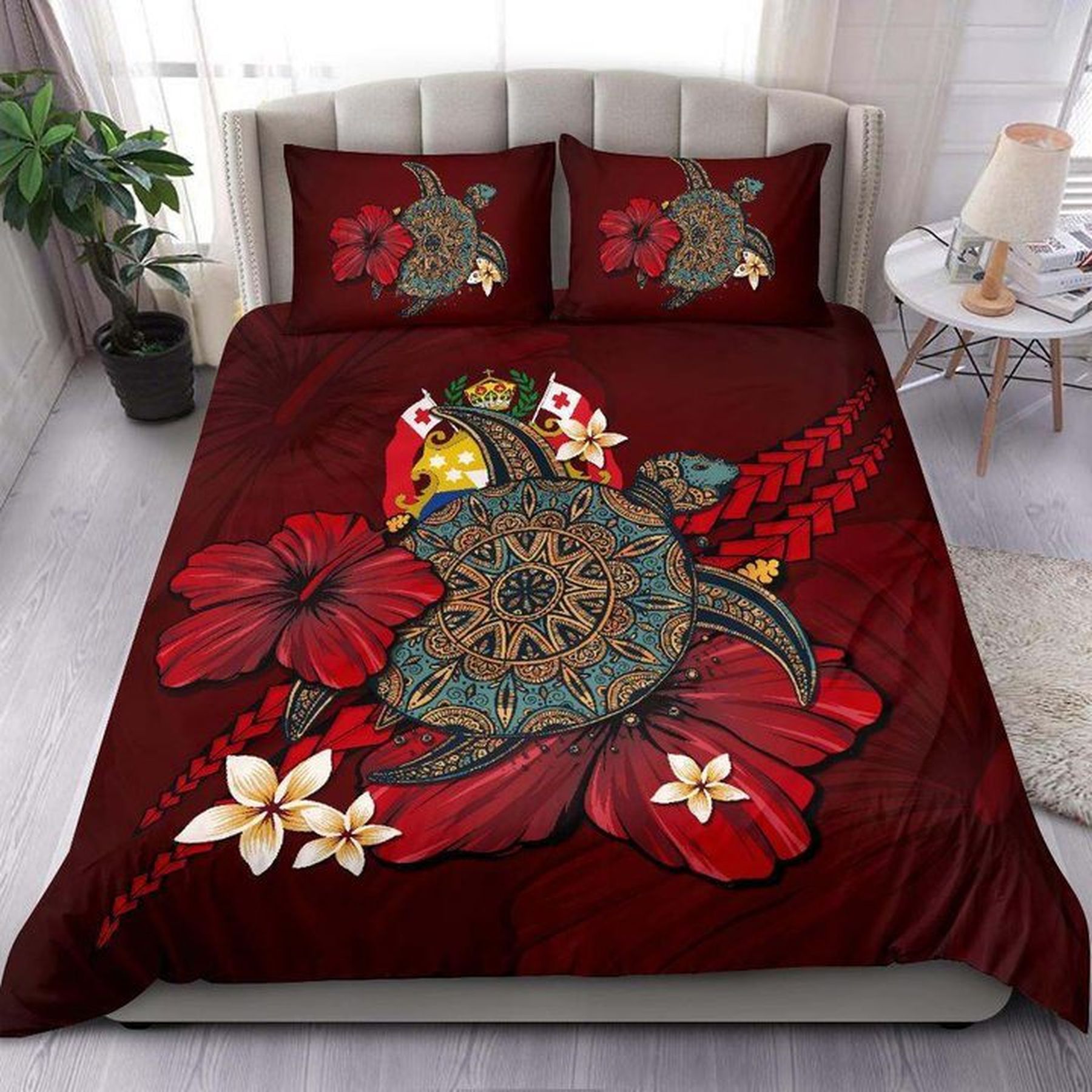 Red Turtle Tribal Bedding Set