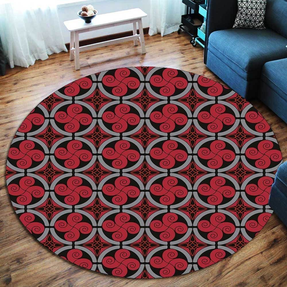 Red Viking Symbol Round Carpet