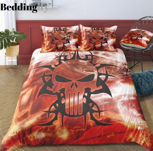 Red Warning Skull Bedding Set