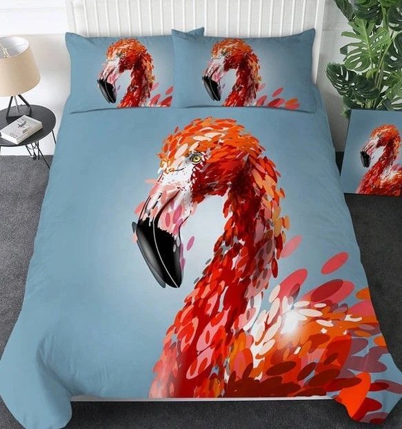 Red Watercolor Flamingo Bedding Set
