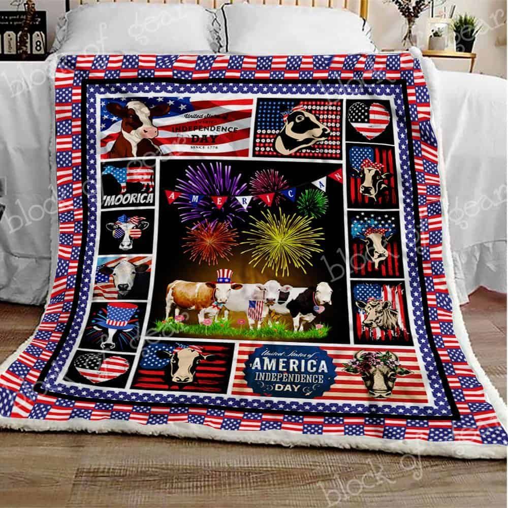 Red White And Moo Fleece Blanket