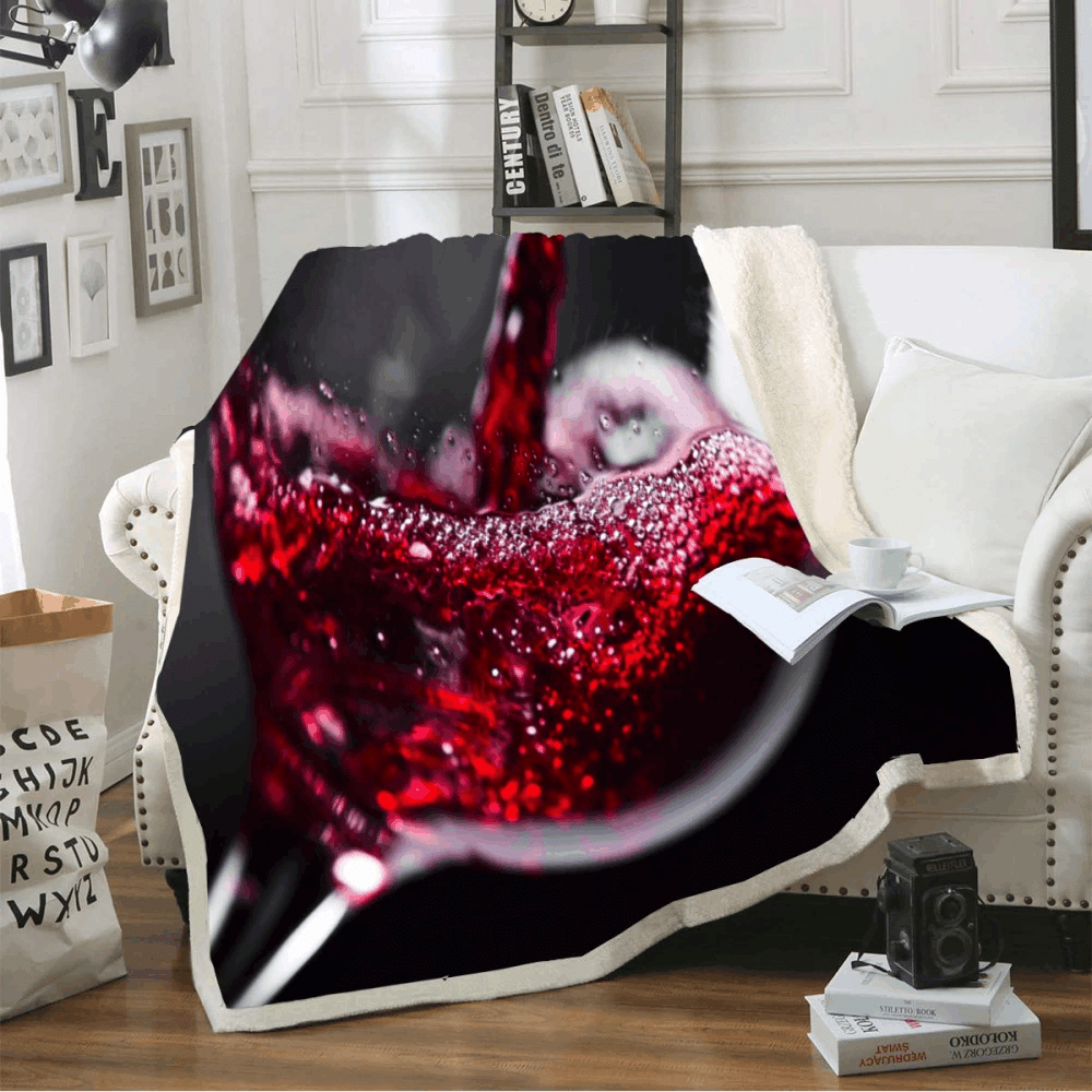 Red Wine Sherpa Fleece Blanket