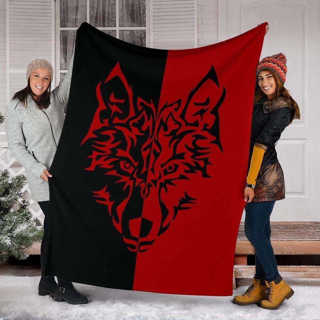 Red Wolf Tribal Sherpa Fleece Blanket