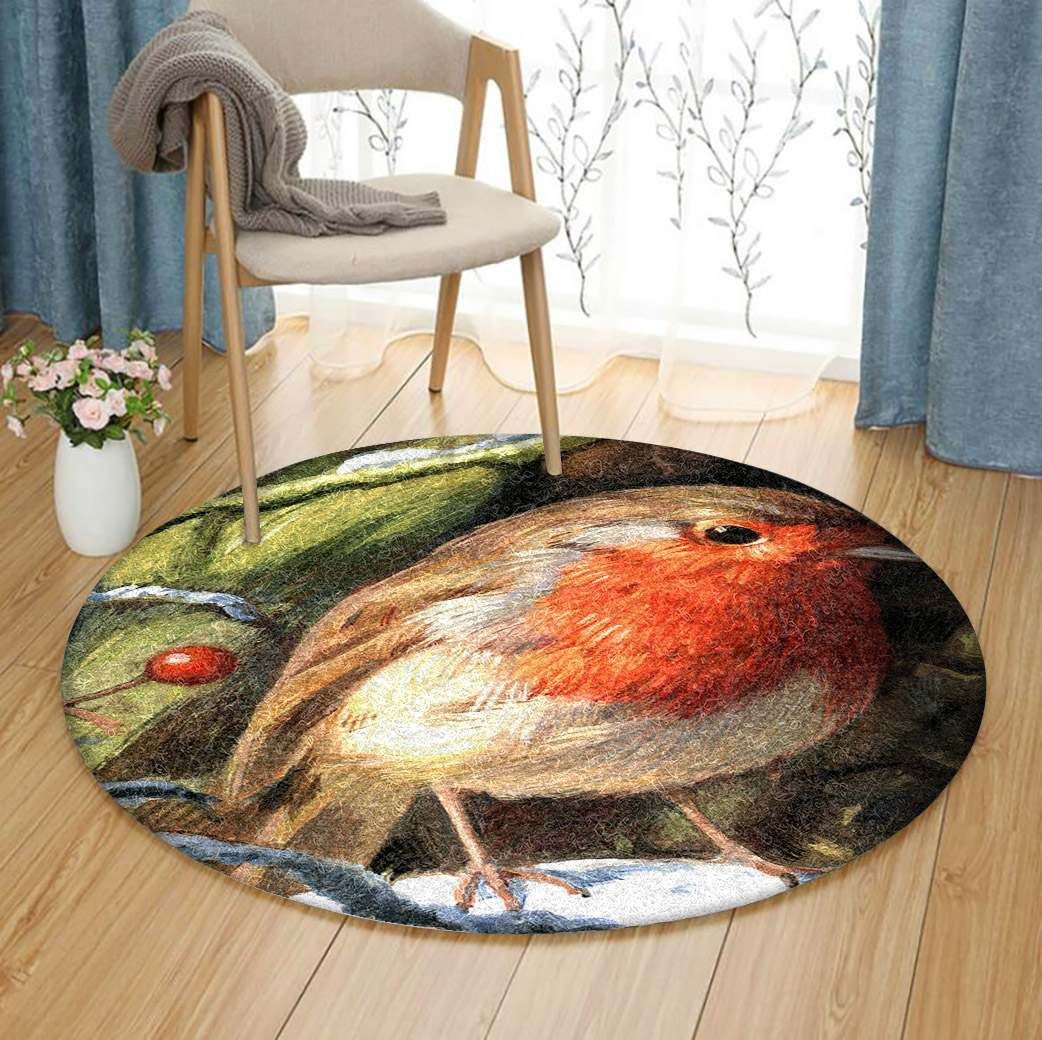 Redbreast Bird Round Carpet