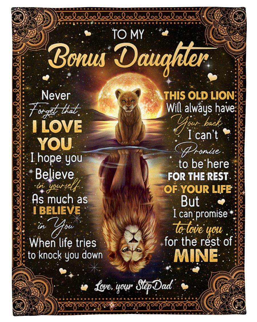 Reflection Lion In Water To Bonus Daughter Believe In Yourself Fleece Blanket Fleece Blanket