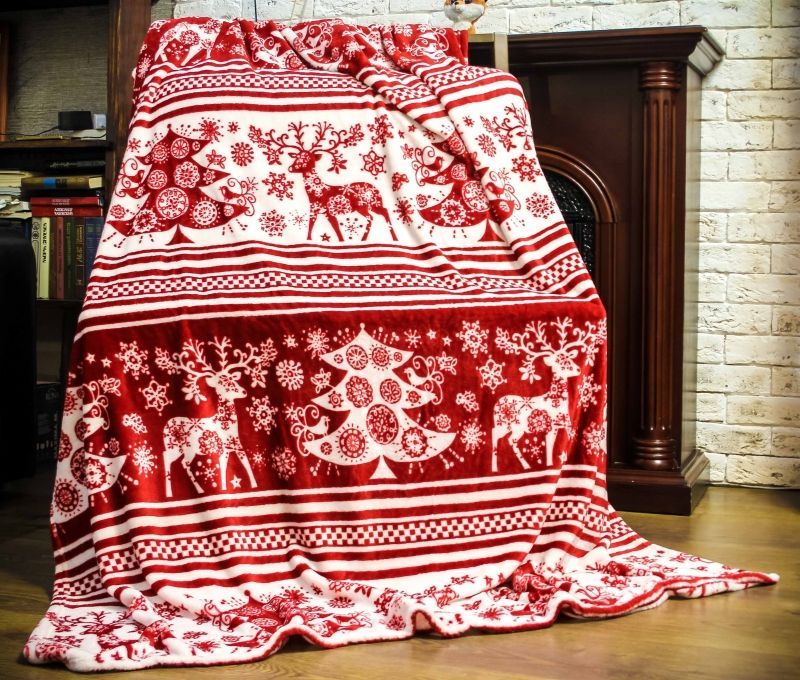 Reindeer And Christmas Tree Sherpa Fleece Blanket