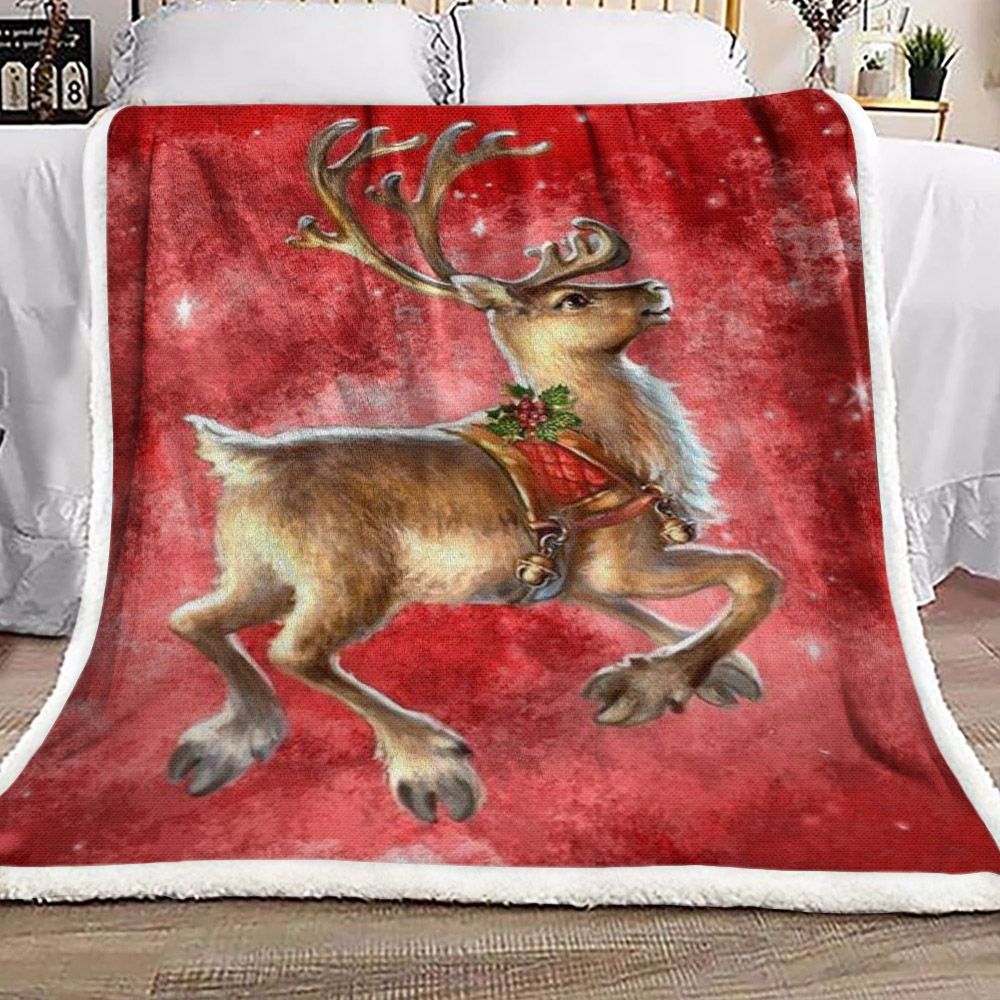 Reindeer Baby Christmas Sherpa Fleece Blanket