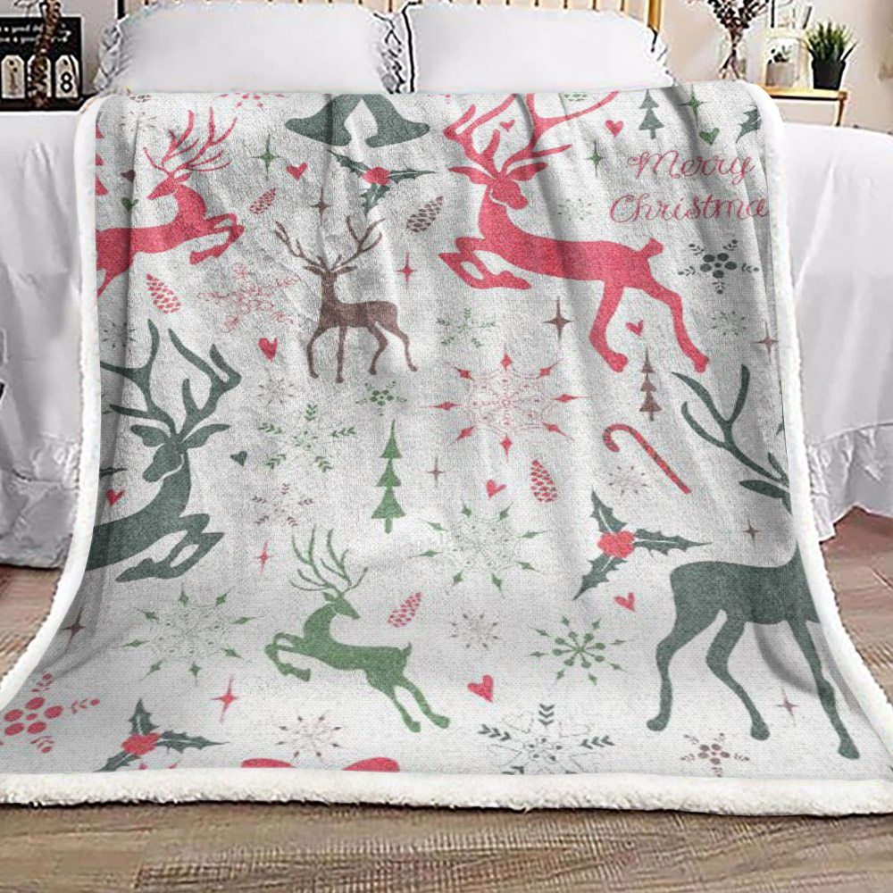 Reindeer Christmas Sherpa Fleece Blanket