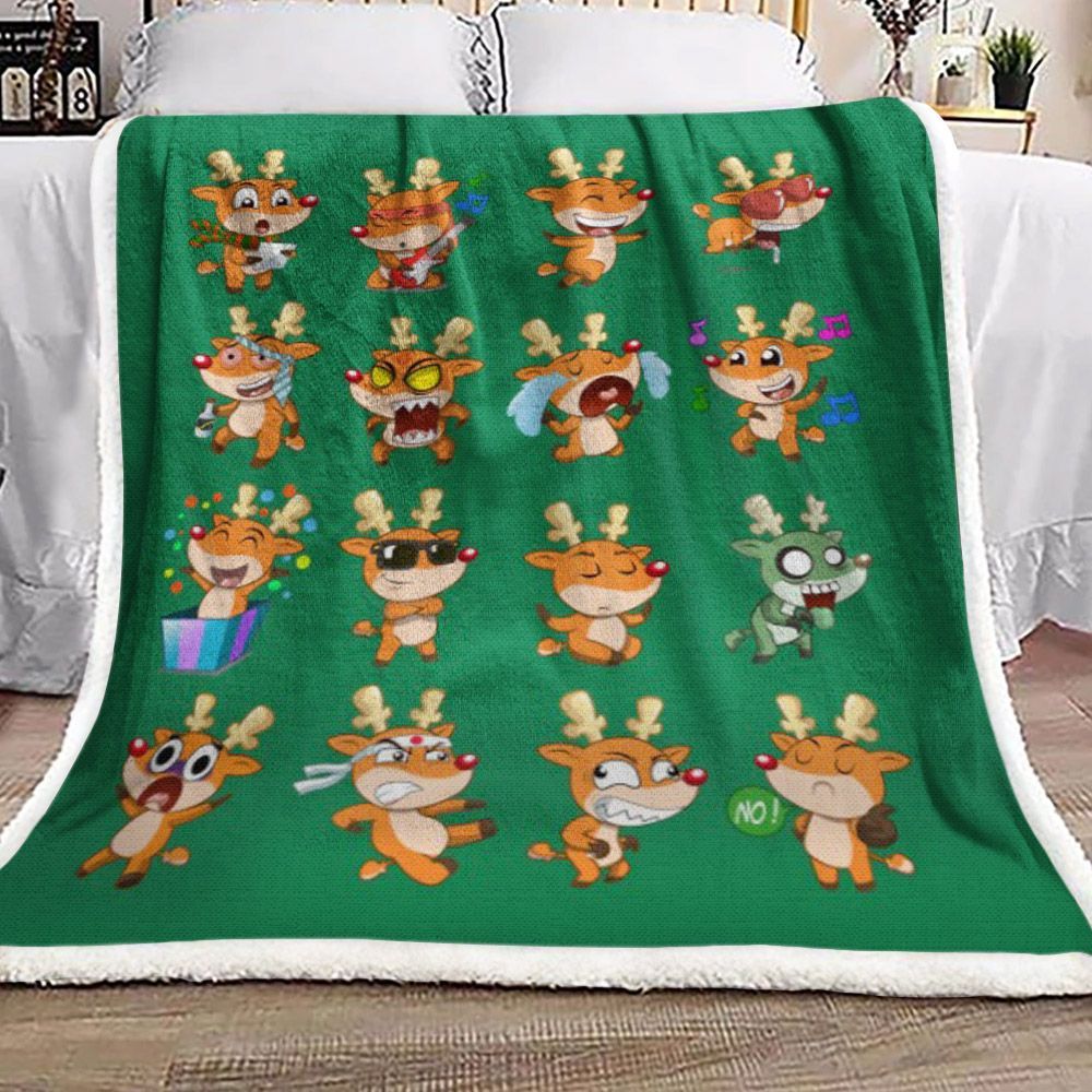 Reindeer Christmas Sherpa Fleece Blanket