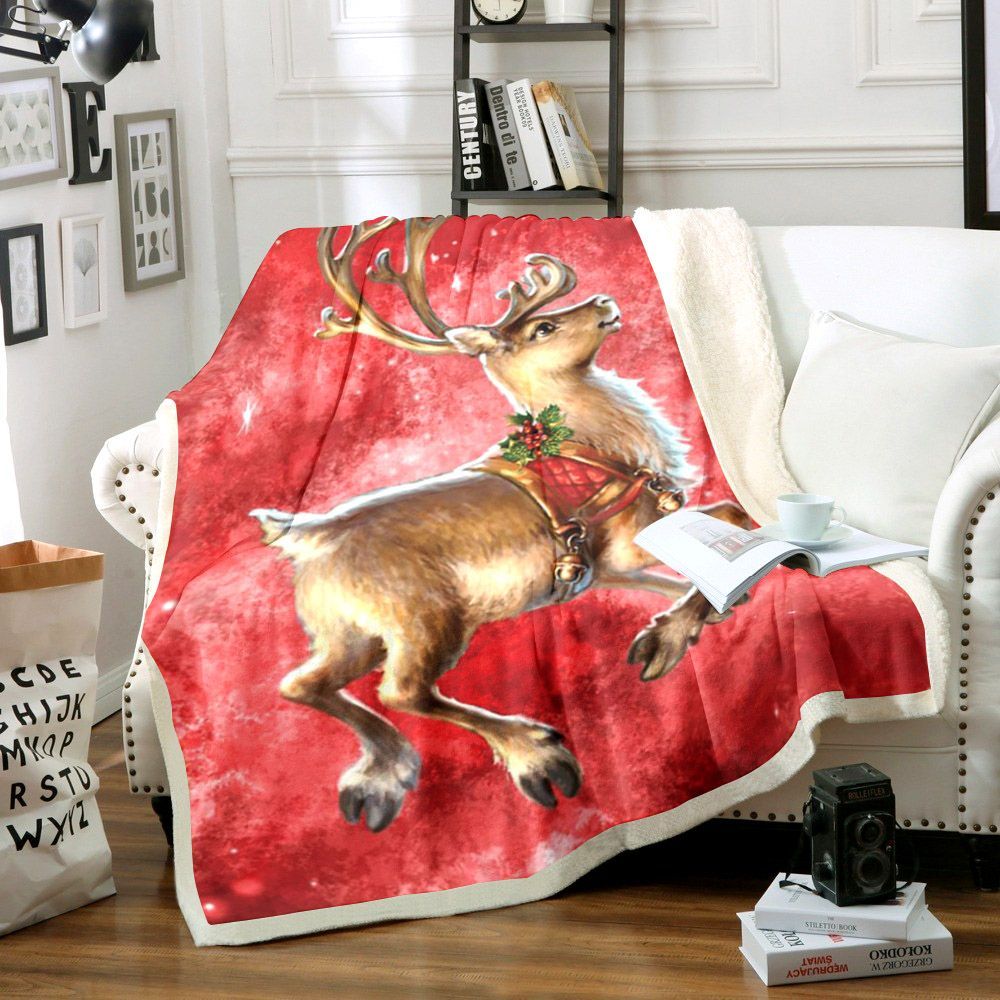 Reindeer Christmas Sherpa Fleece