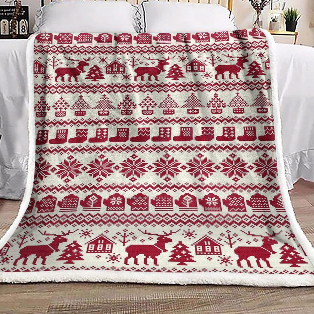 Reindeer Christmas Sherpa Fleece Blanket