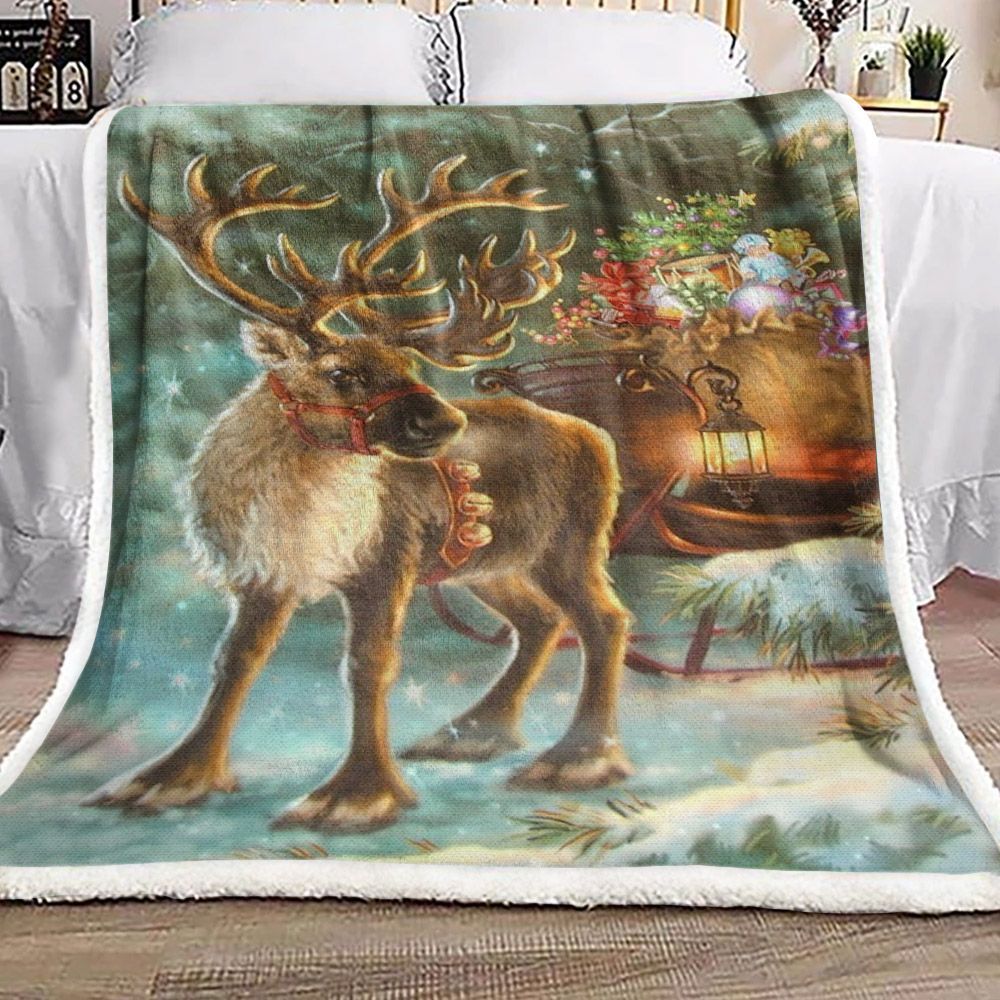 Reindeer Christmas Sherpa Fleece Blanket