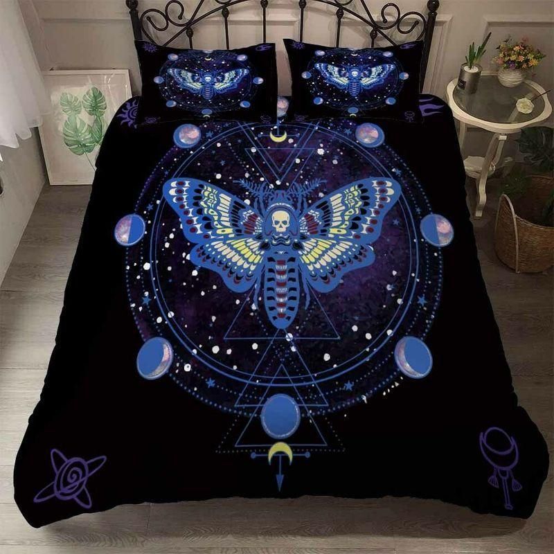 Religion Icons Skull Moth Sailing Compass Anchor Printed Bedding Set