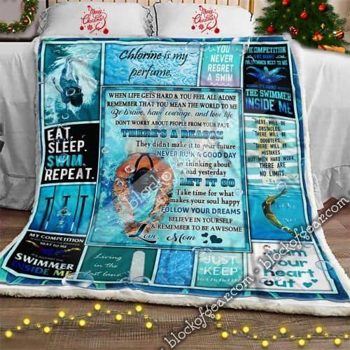 Remember To Be Awesome Love Mom Swimming Sherpa Fleece Blanket