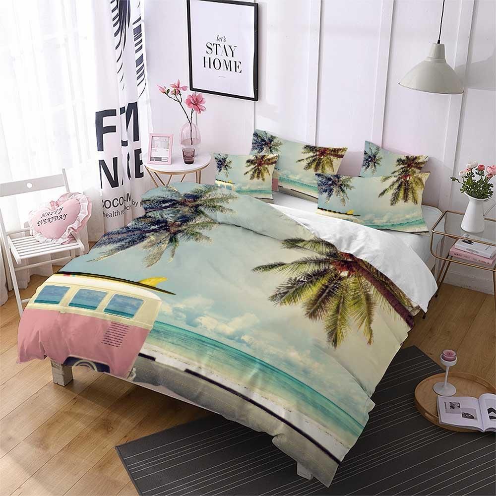 Resort Bus And Coconuts 3D Bedding Set