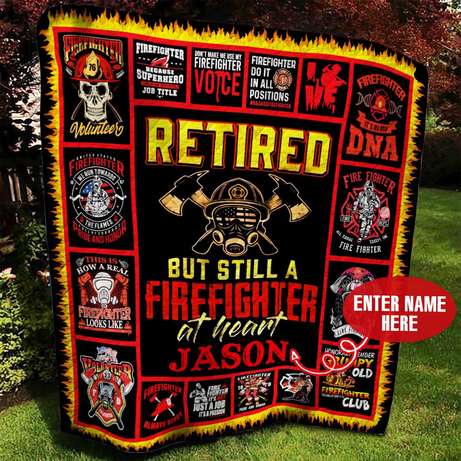Retired Firefighter Personalized Quilt Blanket BBB030632SM
