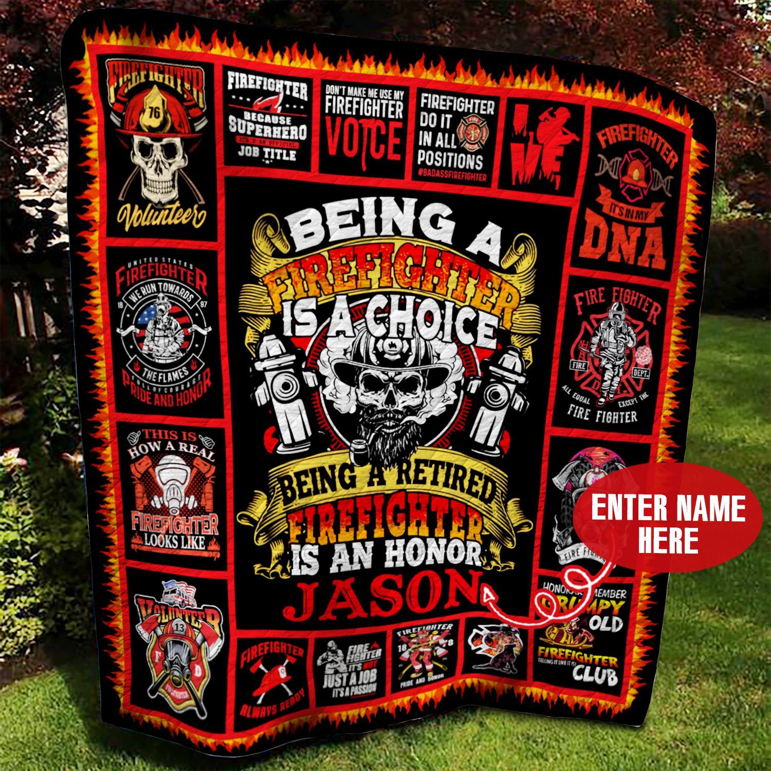 Retired Firefighter Personalized Quilt Blanket BBB030633SM