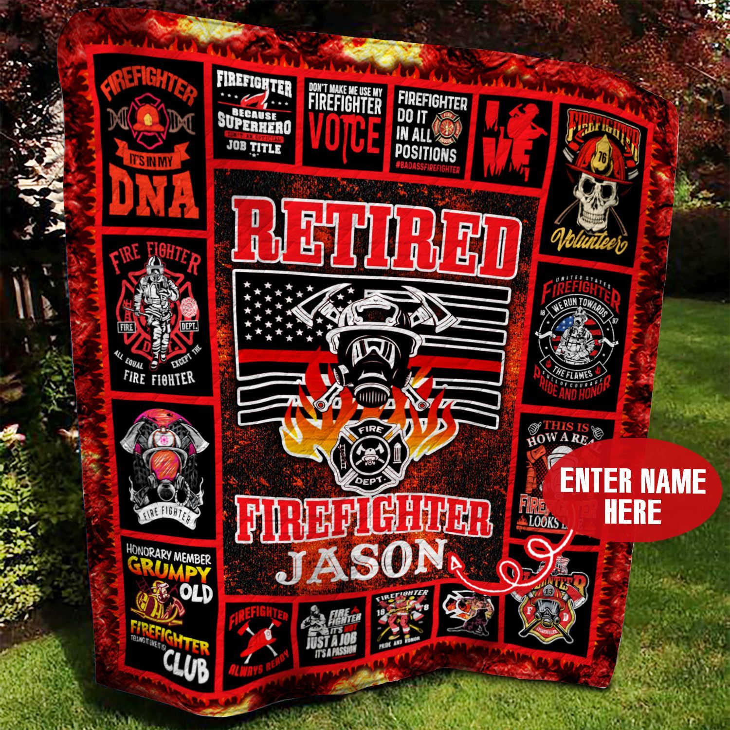 Retired Firefighter Personalized Quilt Blanket BBB030634SM