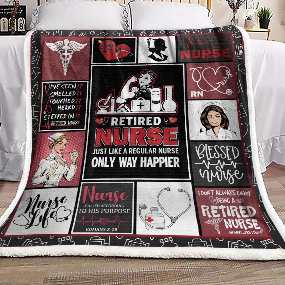 Retired Nurse Sherpa Fleece Blanket
