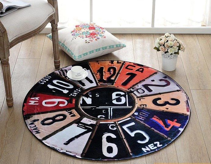 Retro Clock Round Carpet