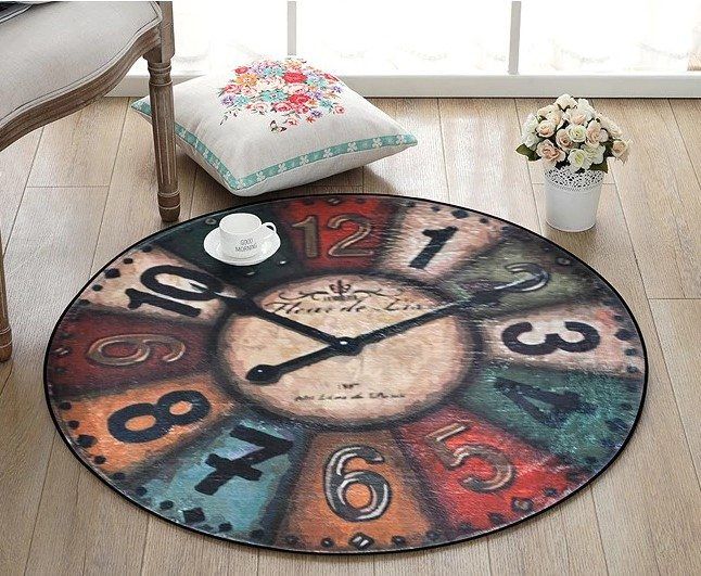 Retro Clock Round Carpet