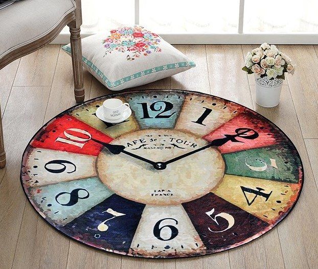 Retro Clock Round Carpet