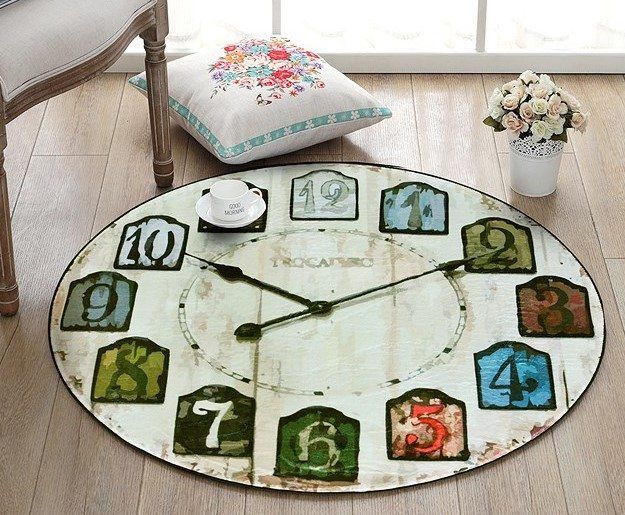 Retro Clock Round Carpet