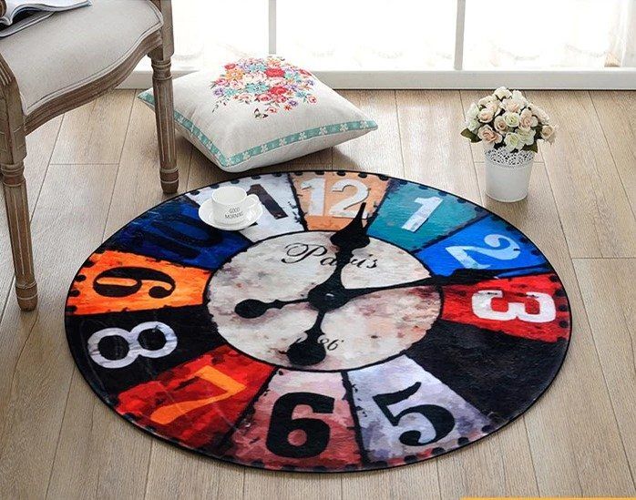Retro Clock Round Carpet