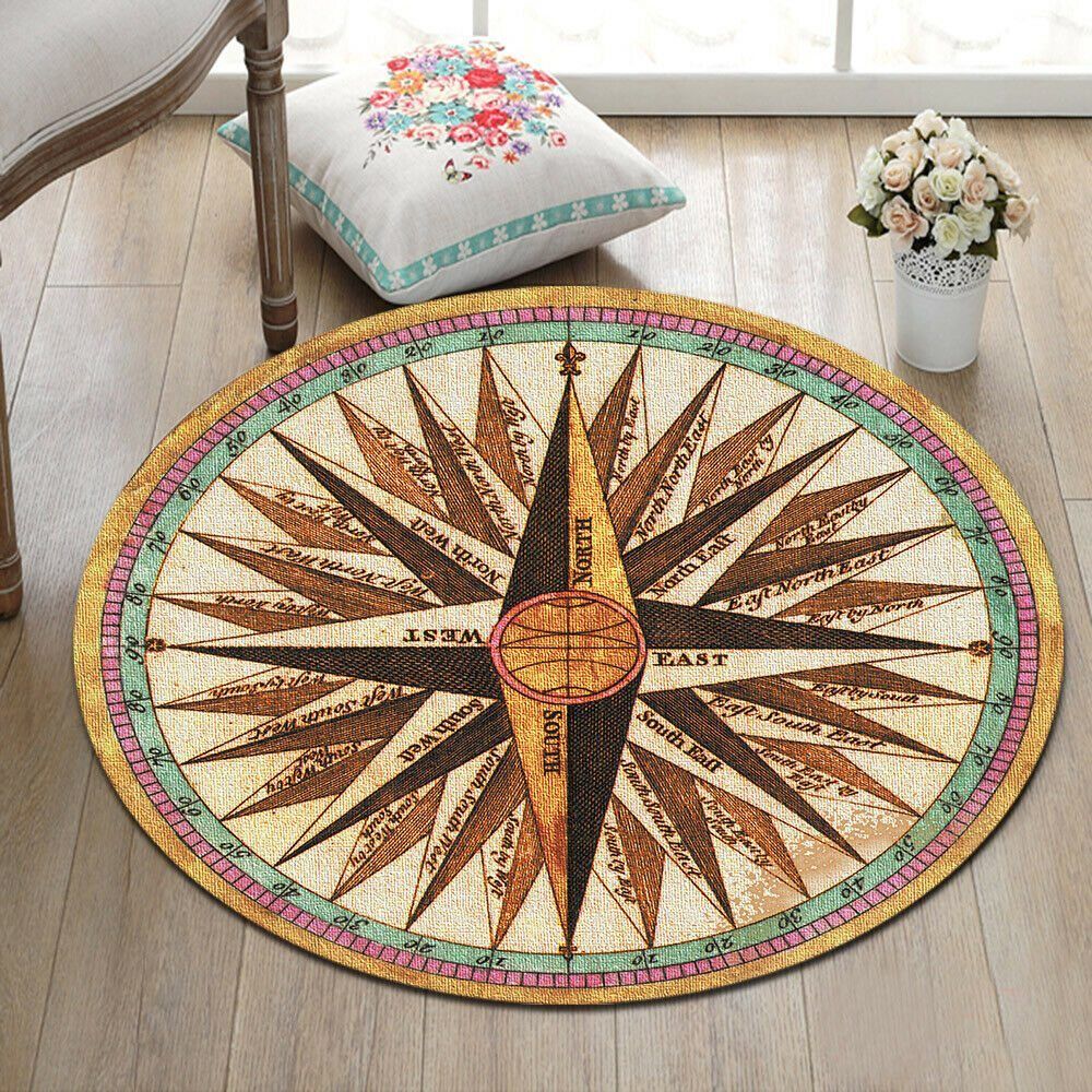 Retro Compass Round Carpet