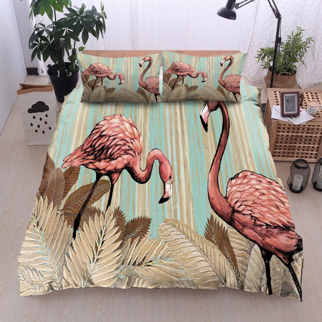 Retro Flamingo Bedding Set