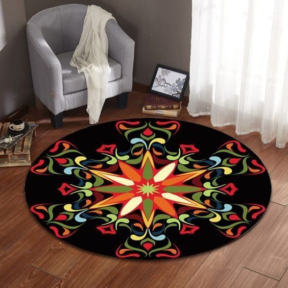Retro Flower Round Carpet