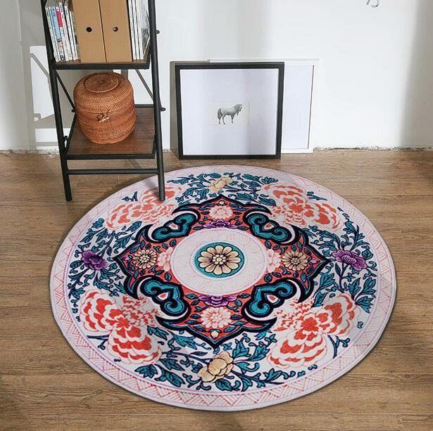 Retro Flower Round Carpet