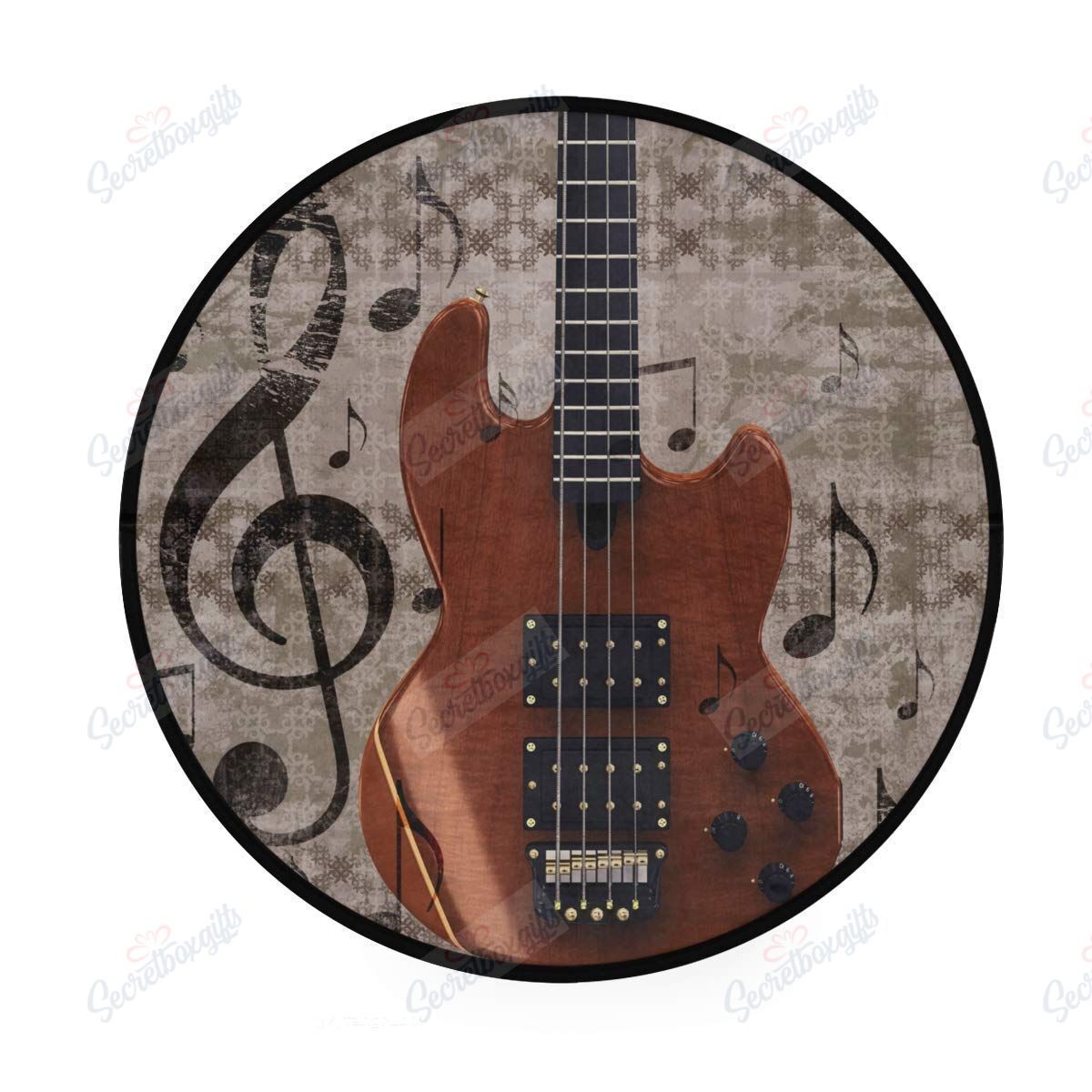 Retro Musical Guitar Round Carpet