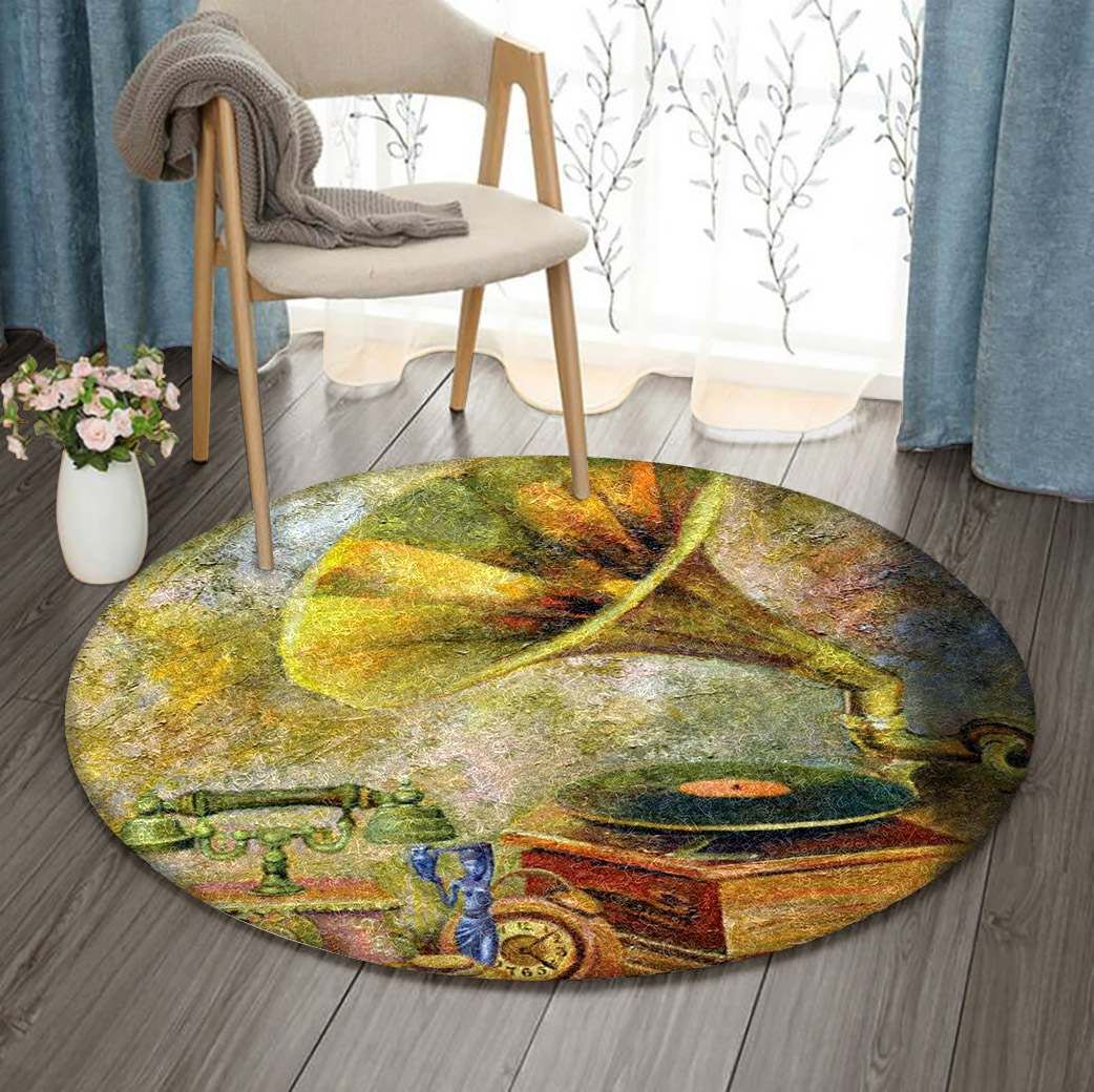 Retro Phonograph Round Carpet