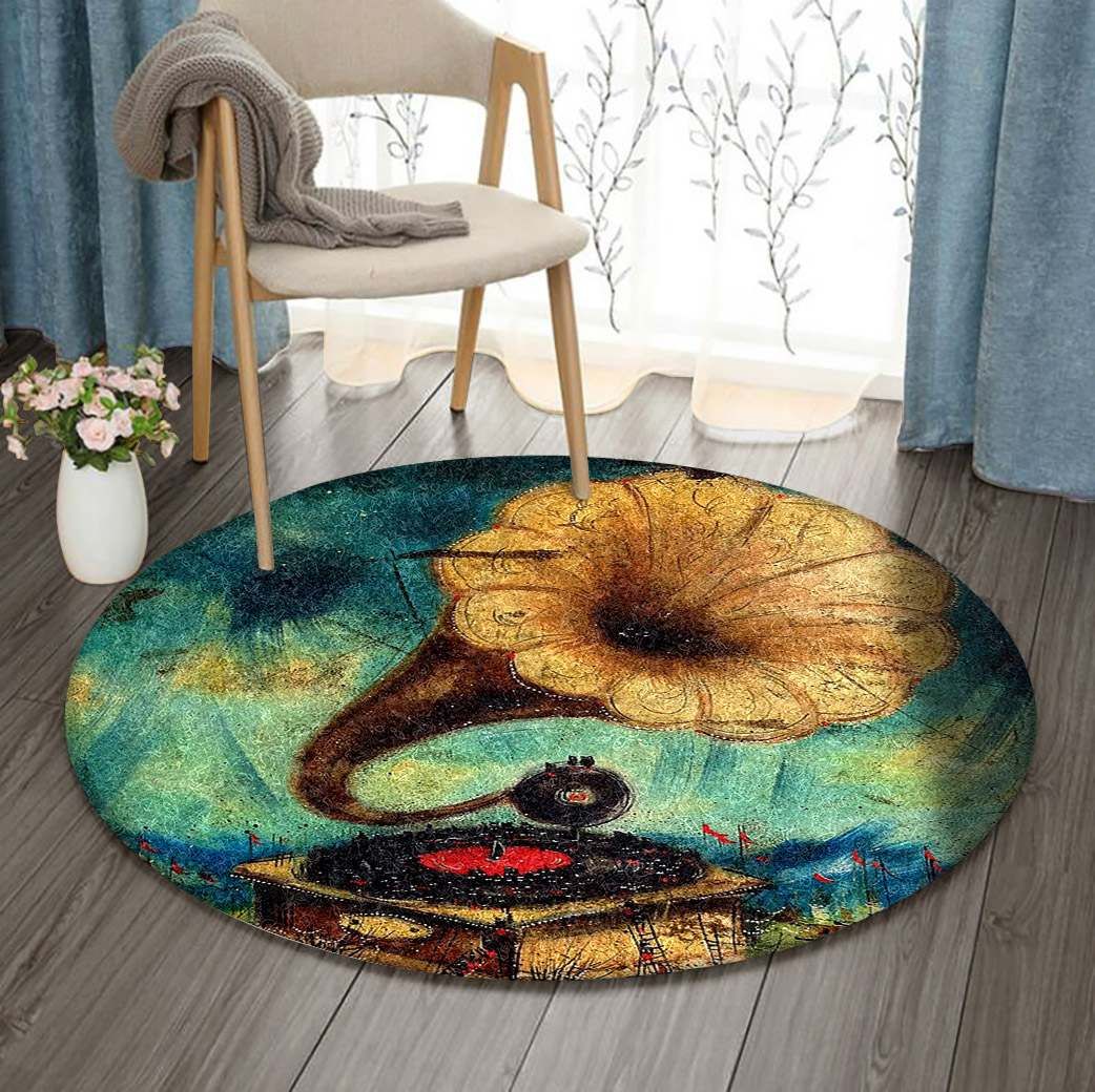 Retro Phonograph Round Carpet