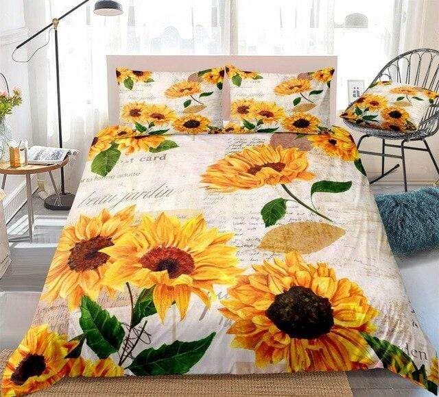 Retro Sunflower White Background Bedding Set