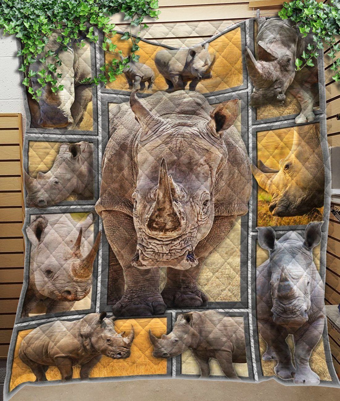 Rhino Art Design Gift For Rhino Lovers Quilt Blanket