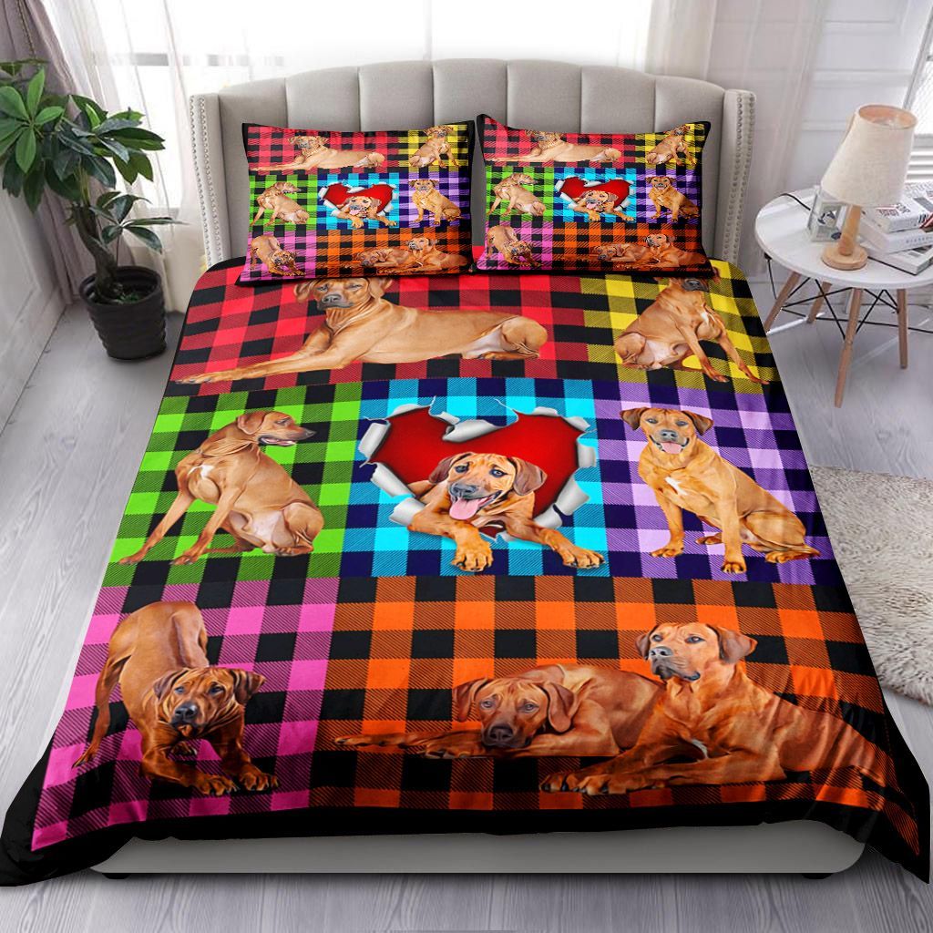 Rhodesian Ridgeback Plaid Bedding Set