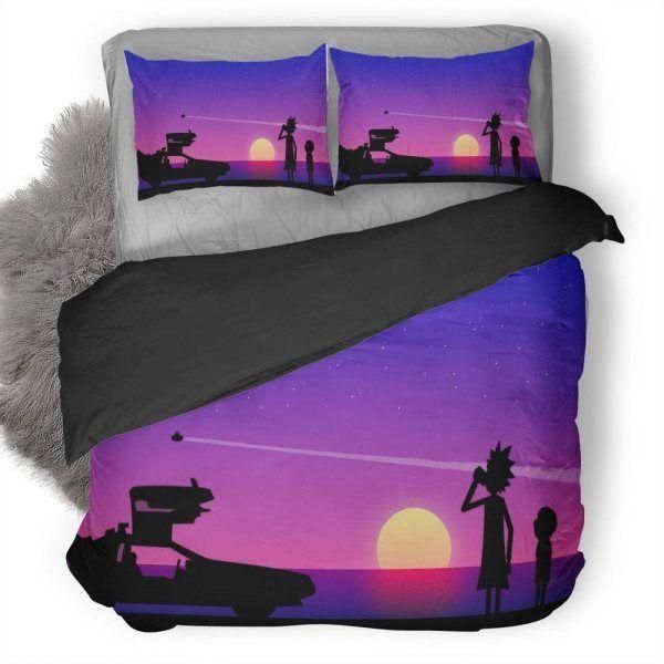 Rick And Morty Vaporwave Purple Night Bedding Set