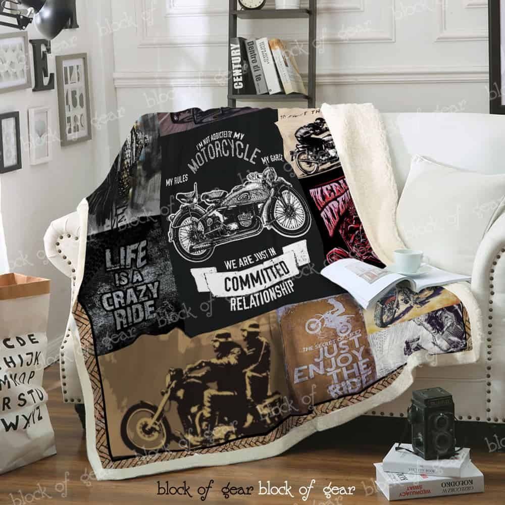 Ride Motorcycle Sherpa Fleece Blanket