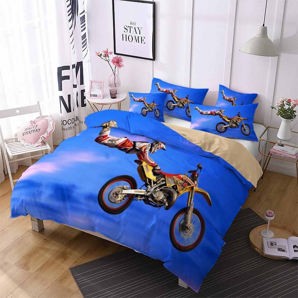 Riding Motorcycle Blue Sky Printed Bedding Set