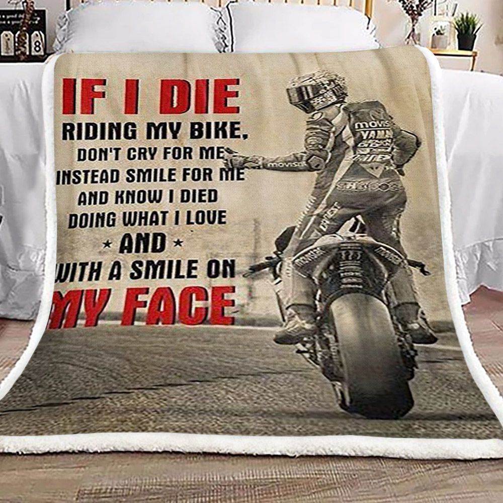 Riding My Bike Motorcycle Sherpa Fleece Blanket